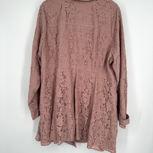 Torrid‎ Pink Lace Trench Coat Size 2XL - Picture 2 of 5